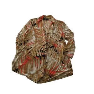 Kasper Women's XL Tropical Leaf Print Open Front Cardigan Duster